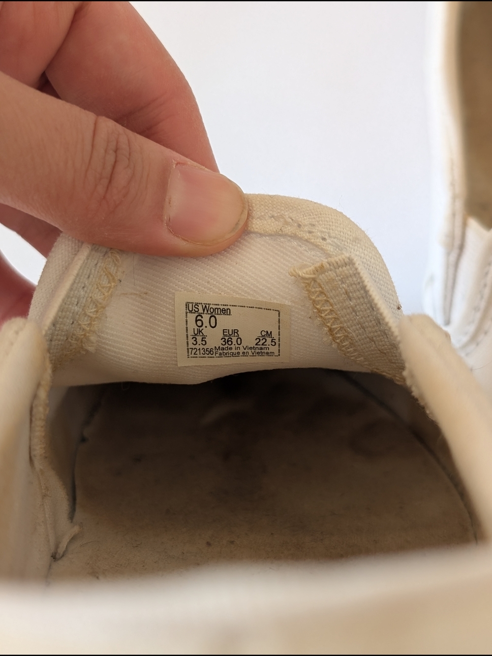 Vans Classic Slip-On Canvas Sneakers in White - Picture 6 of 6